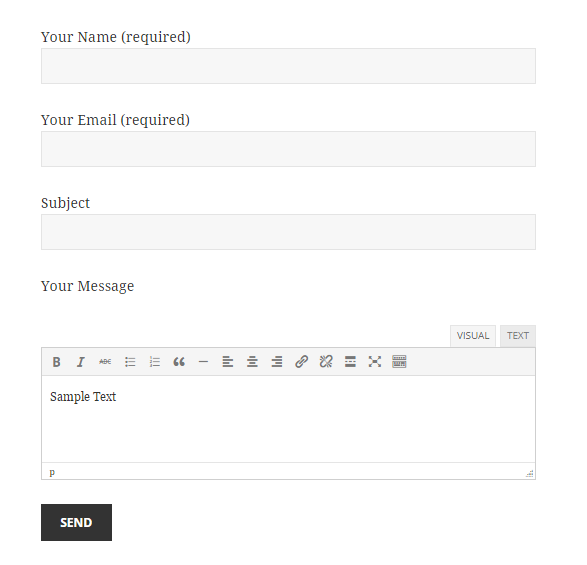 **Rich Text Editor Frontend Form View**