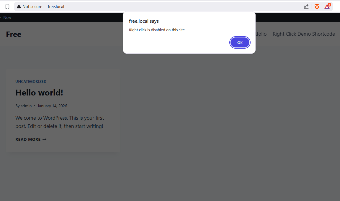 Protection active on frontend