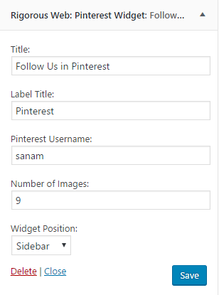 Backend Instagram Settings.