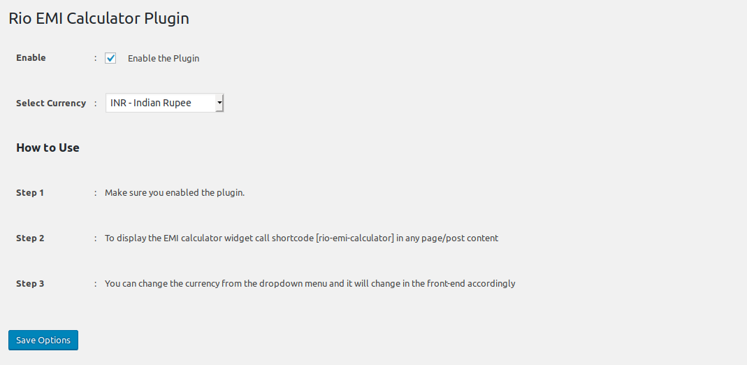 Plugin Backend Settings.