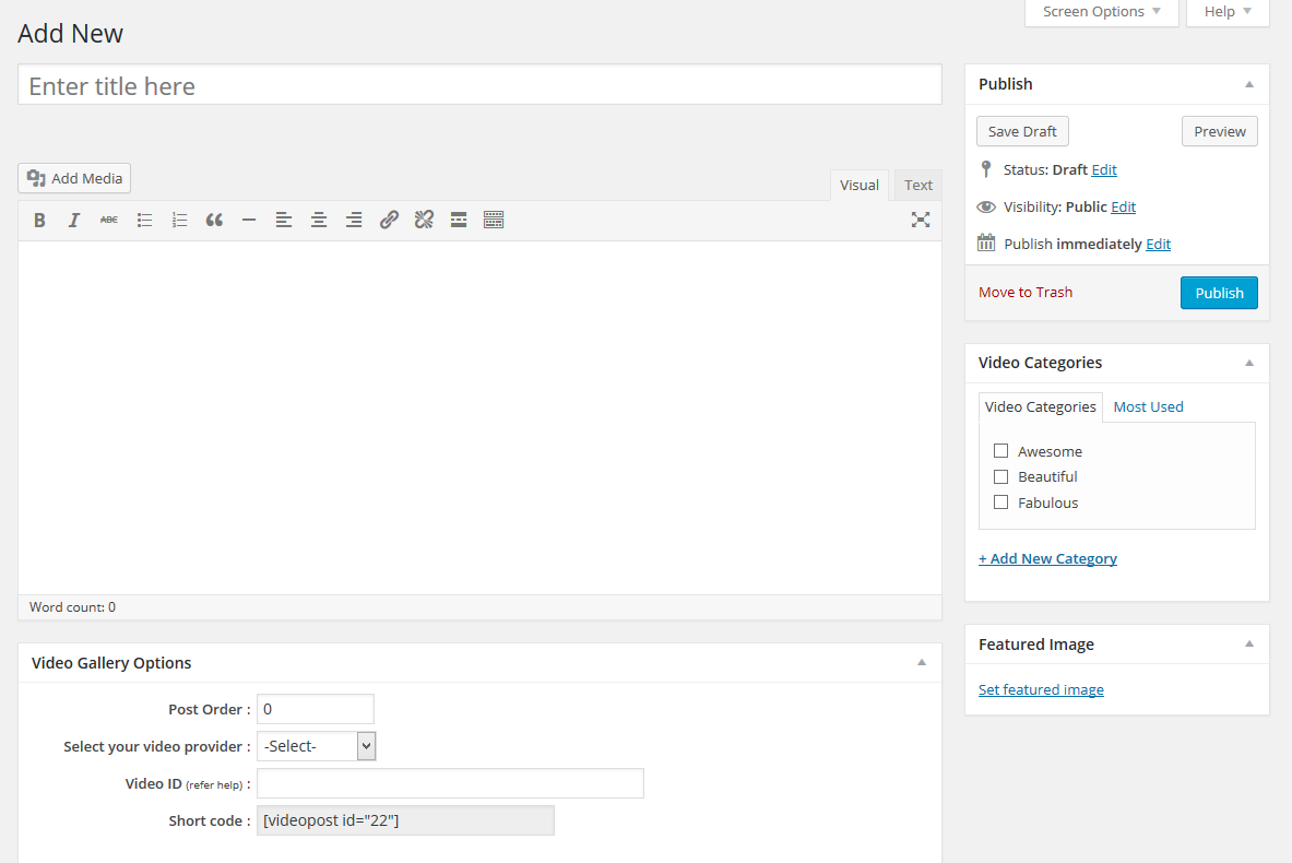 Add Video interface.