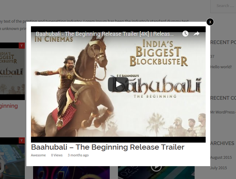 Popup video preview.