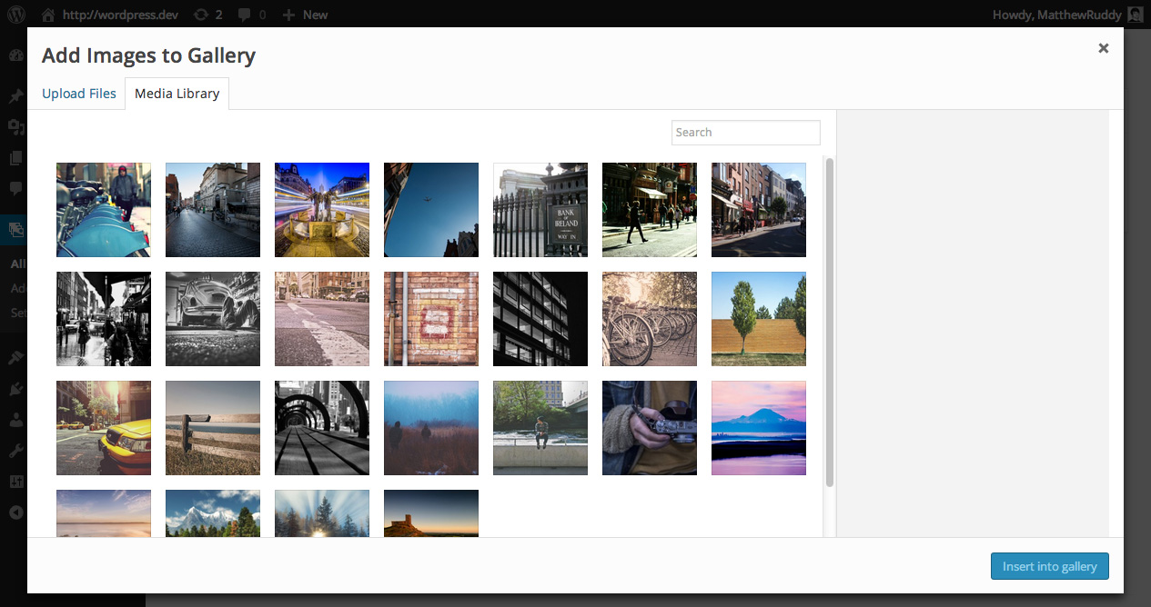 Use the WordPress Media Library to add images to your galleries.