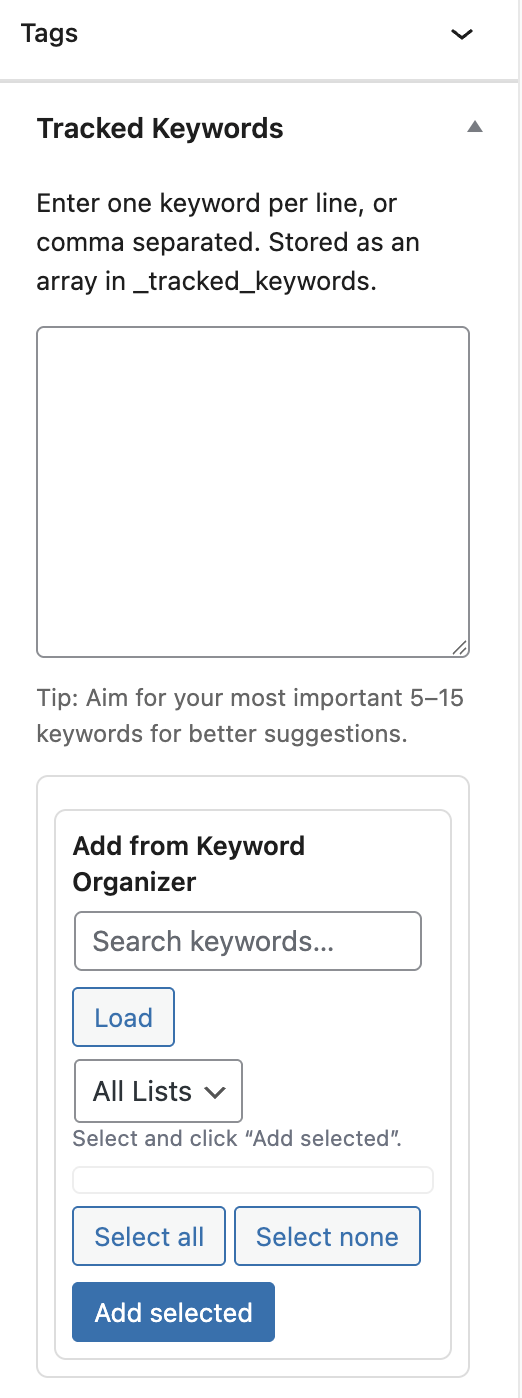 Settings: manage lists & custom banks