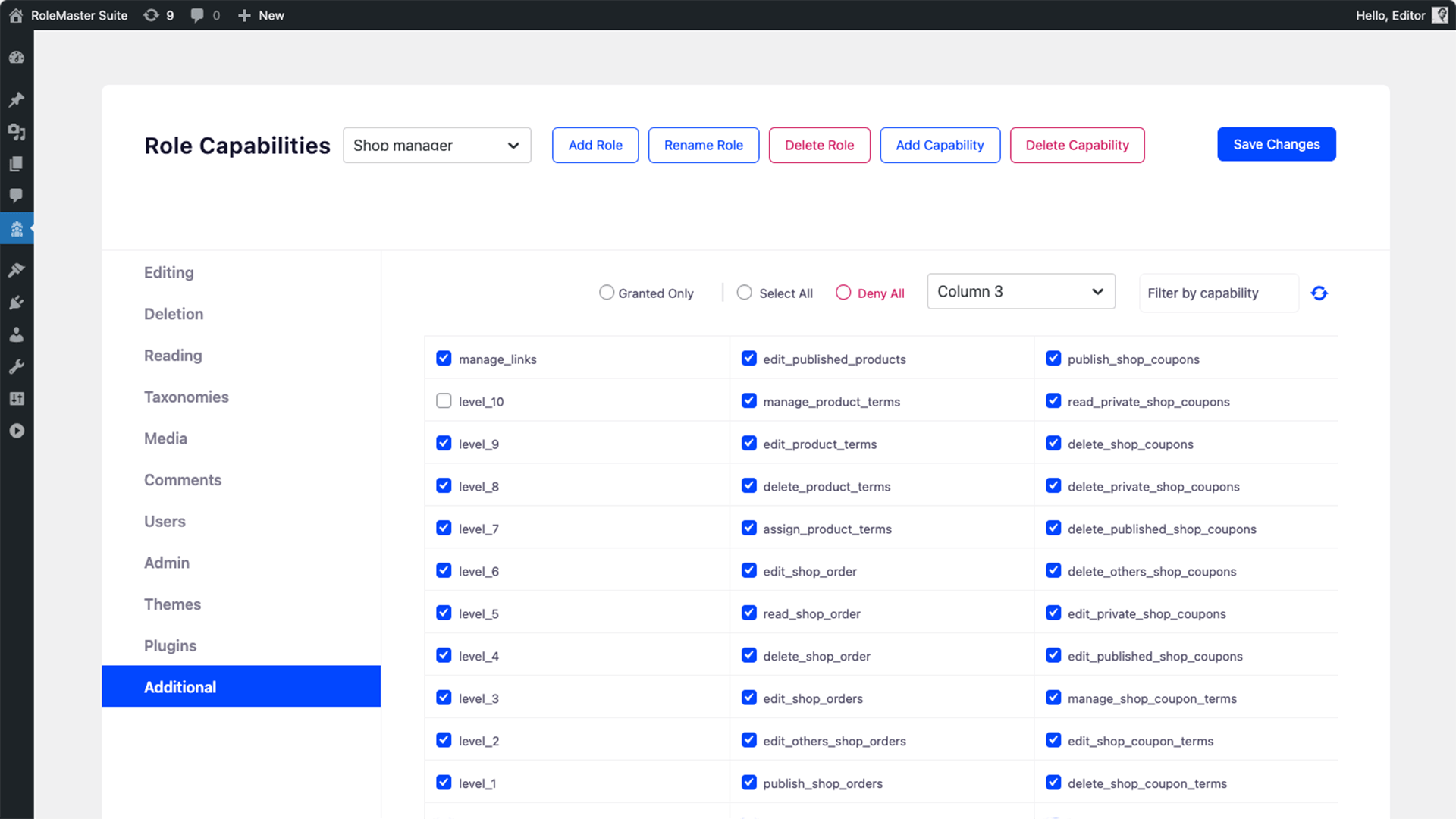 Additional capability for User role