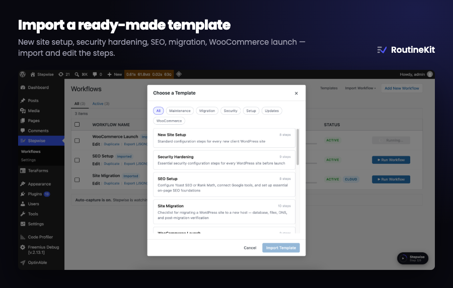 Import built-in Templates — Choose a template from the library