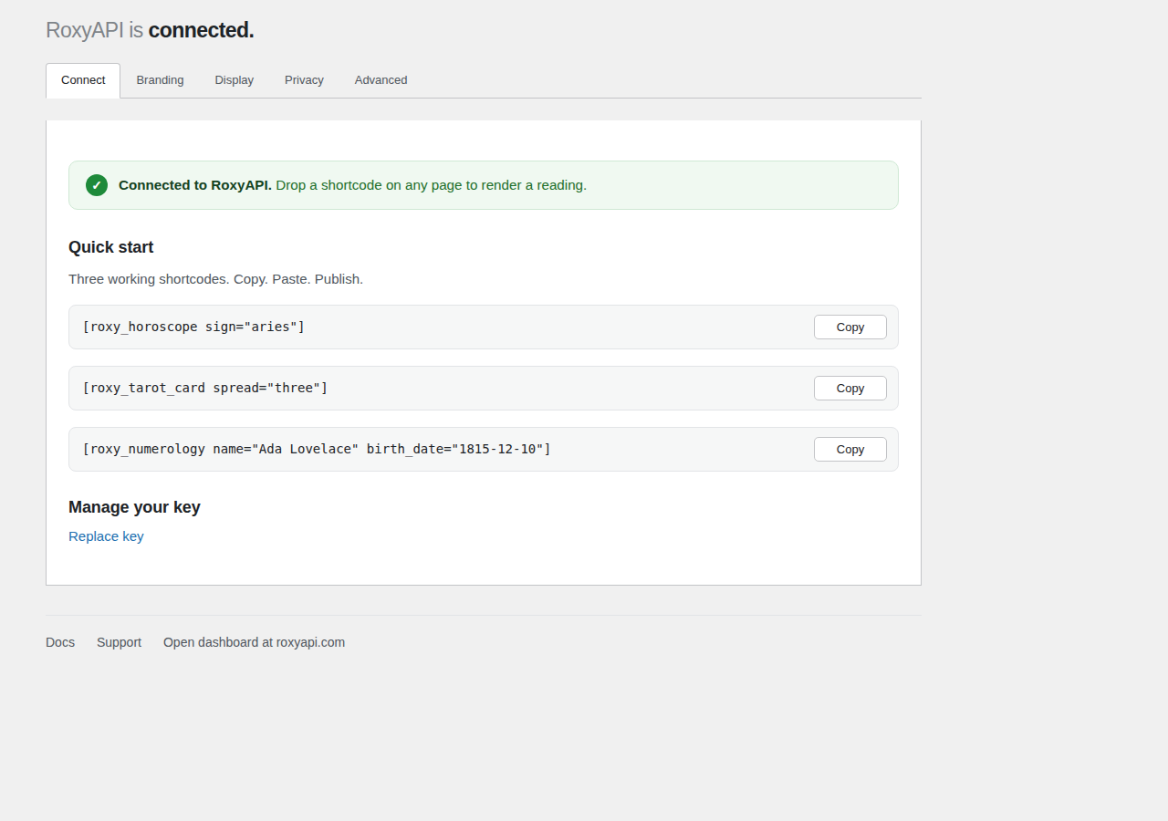 Connect in seconds. Free to start, with copy-paste shortcodes and a guided quick start.