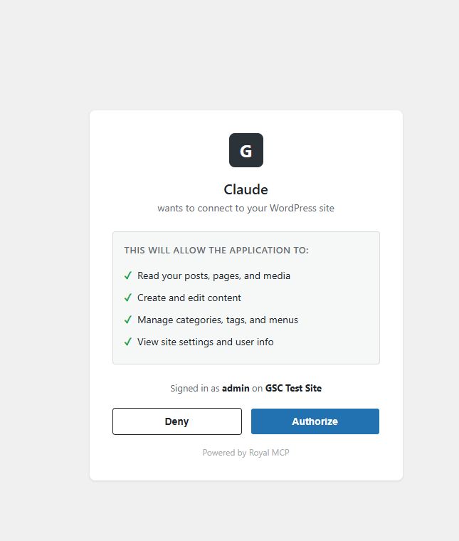 OAuth consent screen for Claude Desktop connector