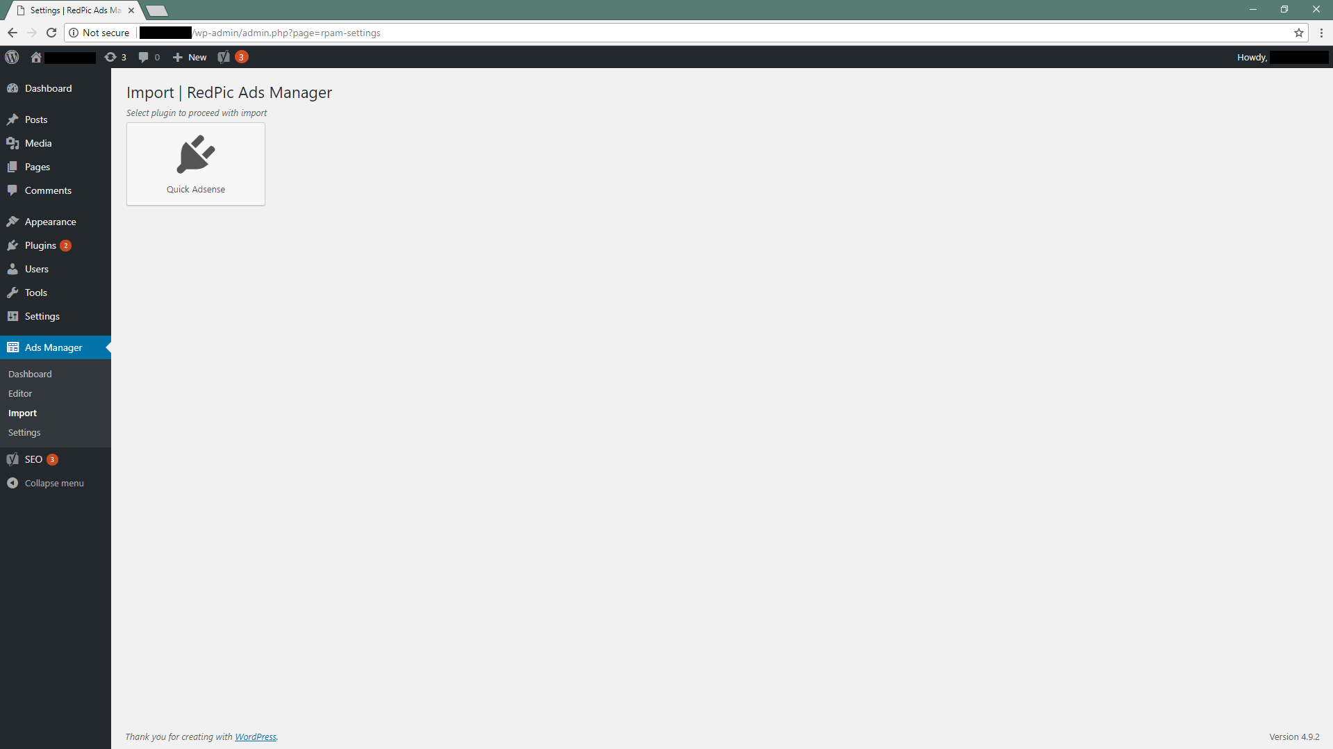 Import page