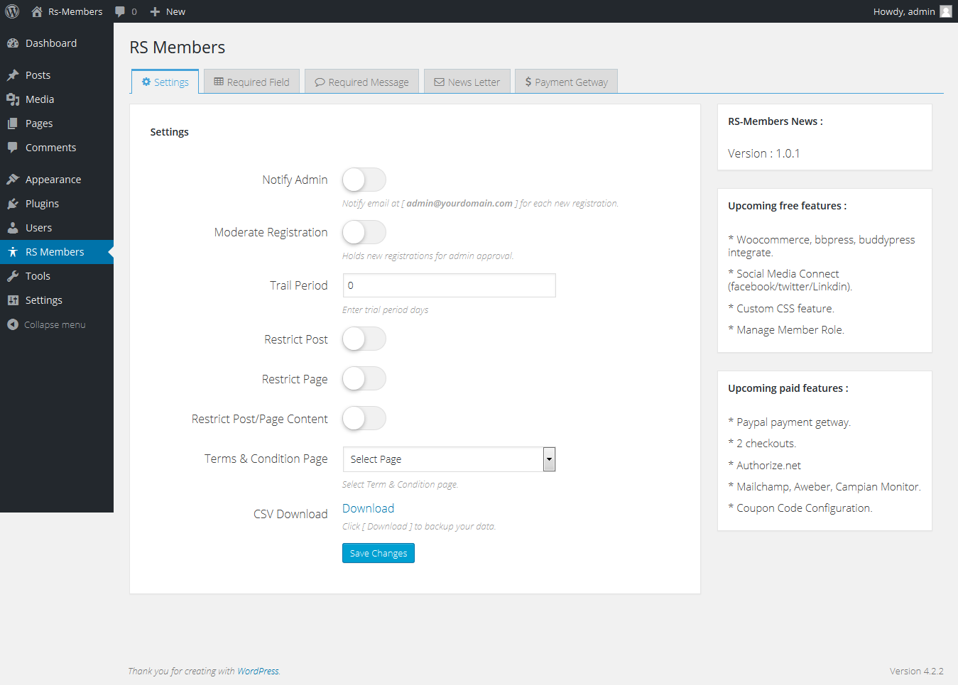 Required field -you can create the custom Registration field as your wish and also you can darg & drop any field screenshot-4.png.