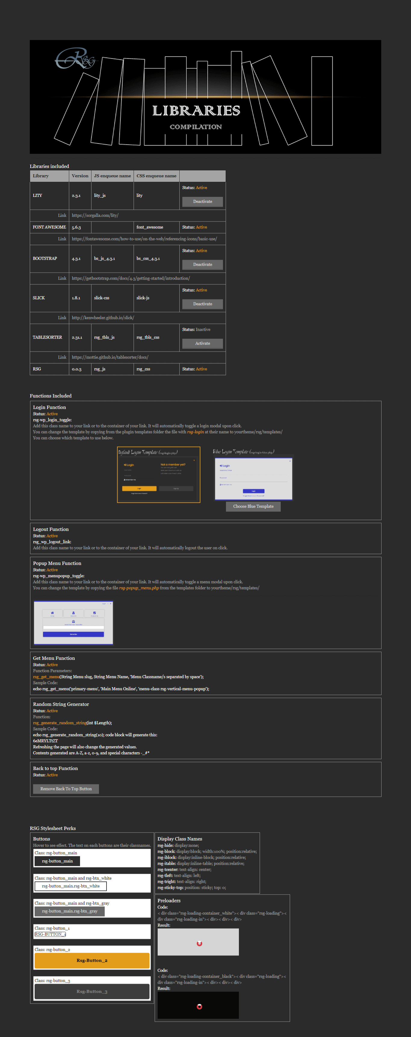 Plugin display on dashboard.