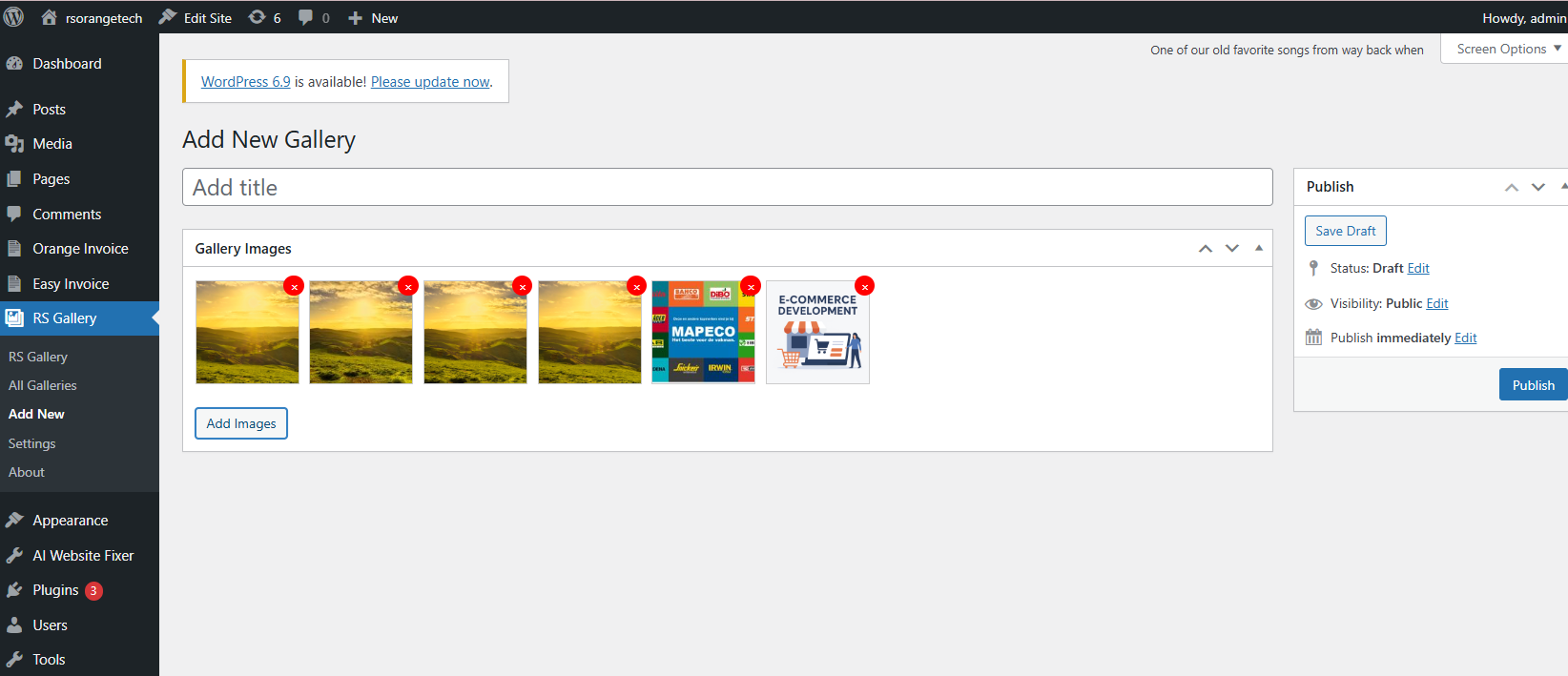 Add/Edit gallery images page - Backend