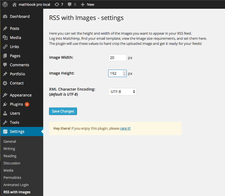 Here is a screenshot of the Settings Page. The options form is simple to use.