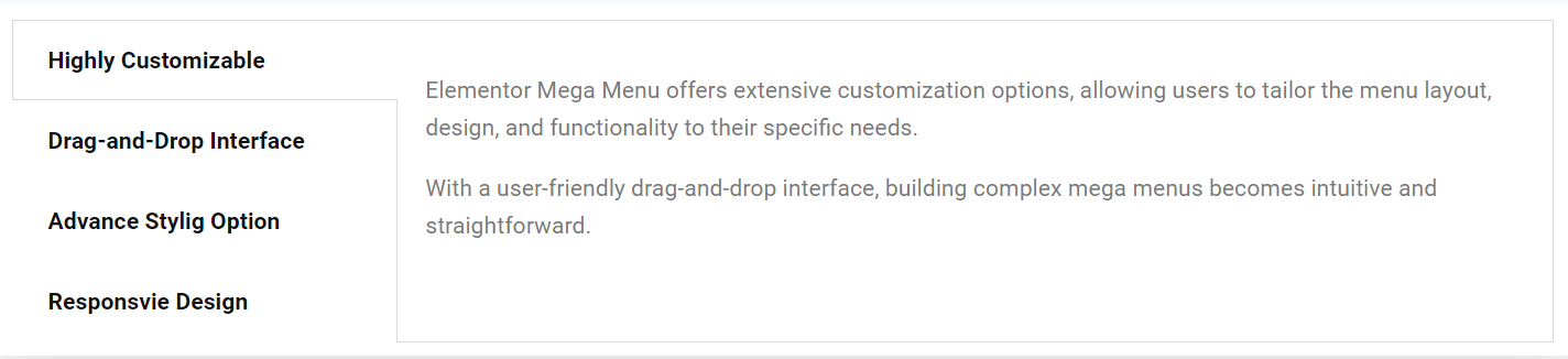 Tab menu