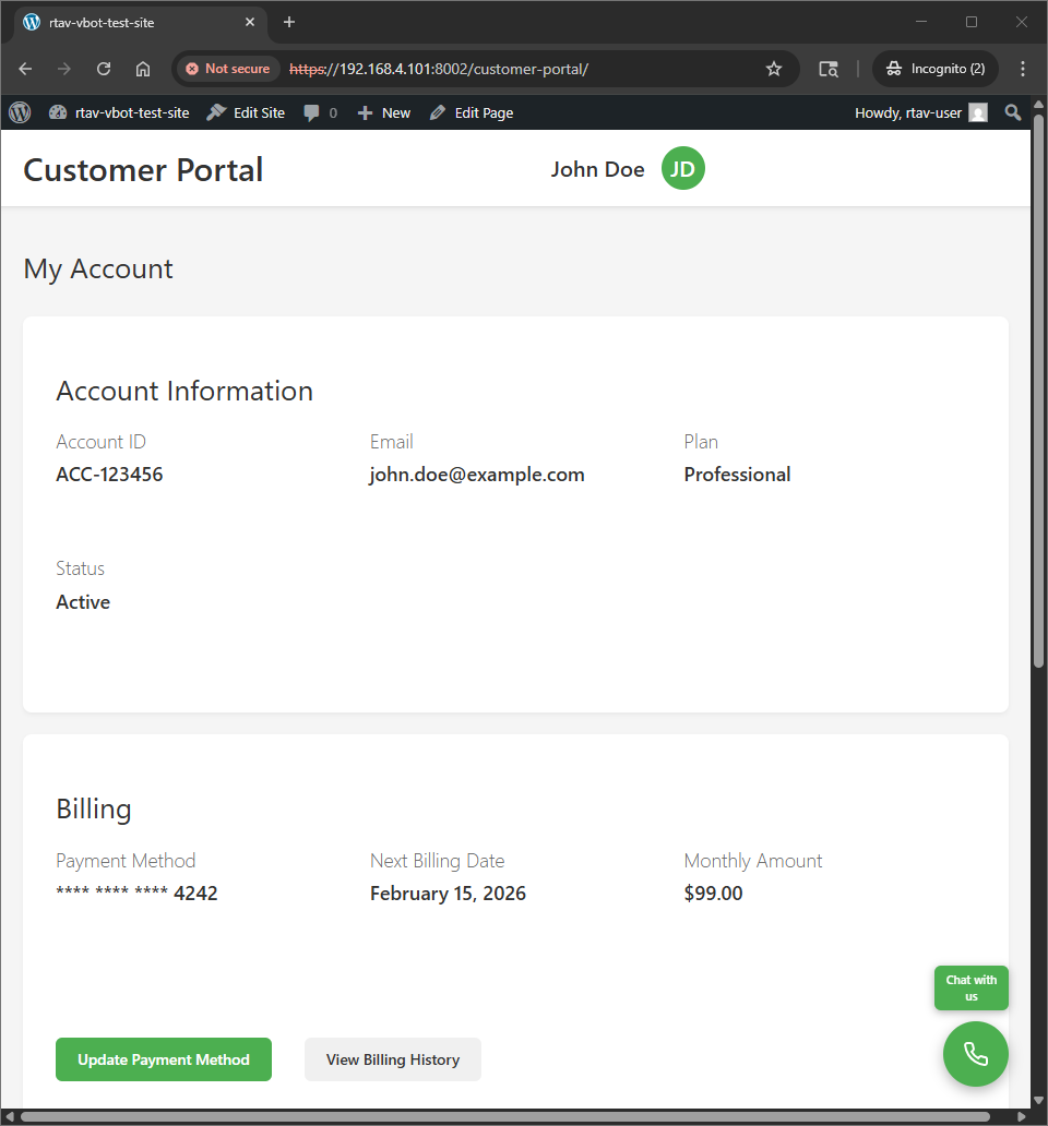 Widget on a website (collapsed state)