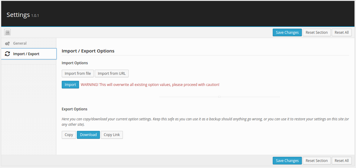 Import/Export Settings