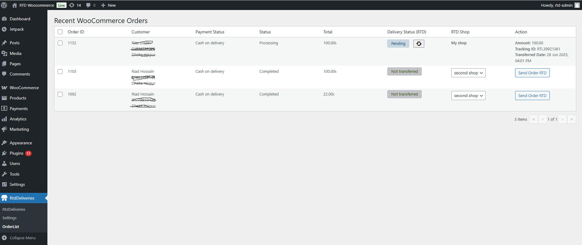 Settings page for API keys and credentials.