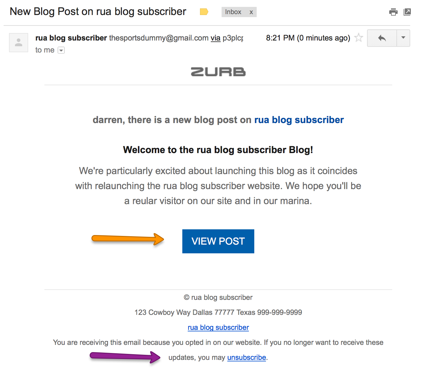 published post example email