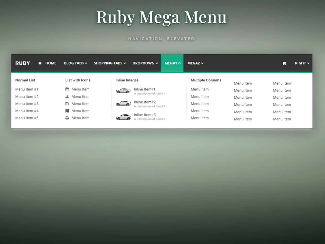 Classic Mega Menu with multi-column layout