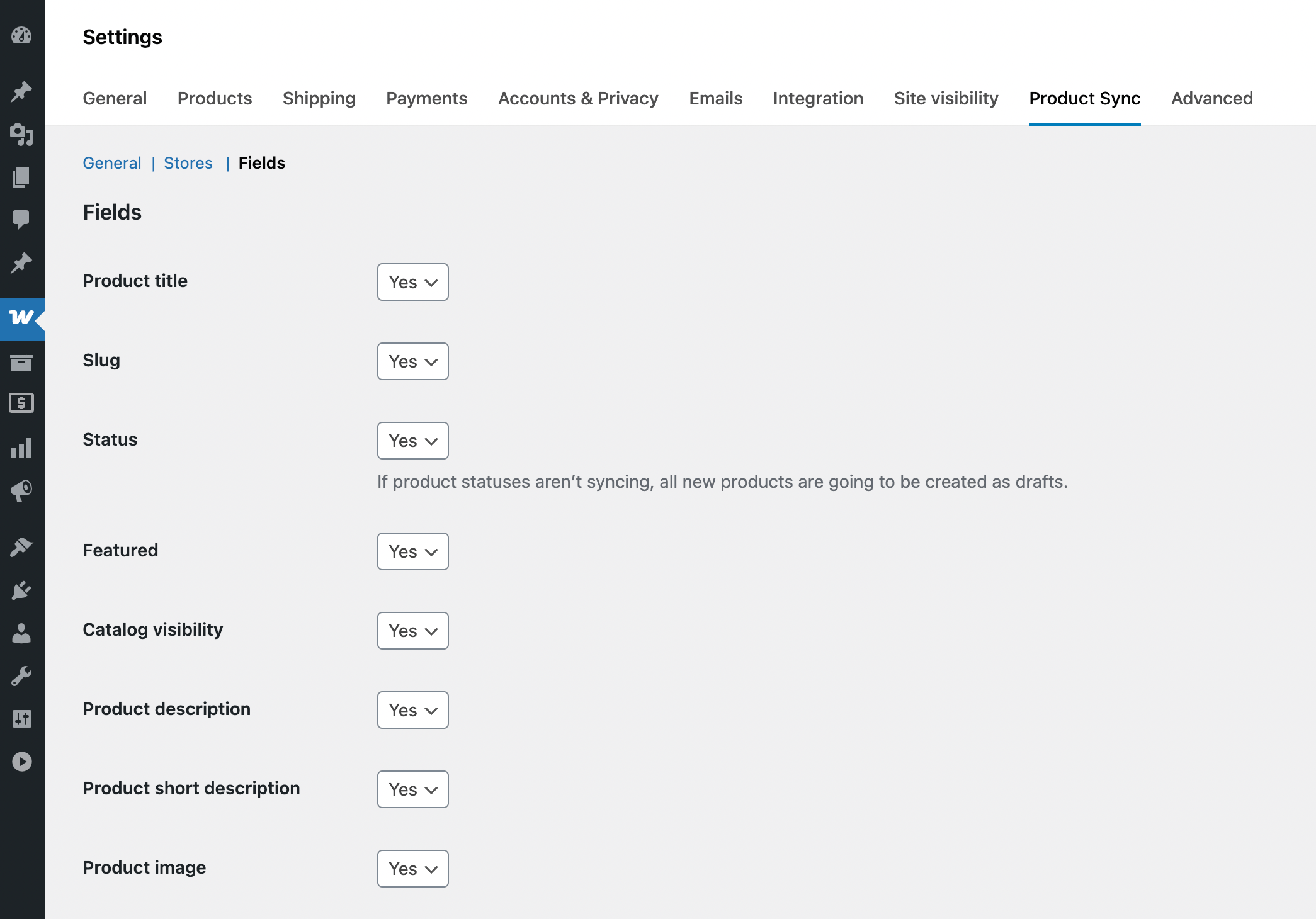 Exclude any product data from syncing