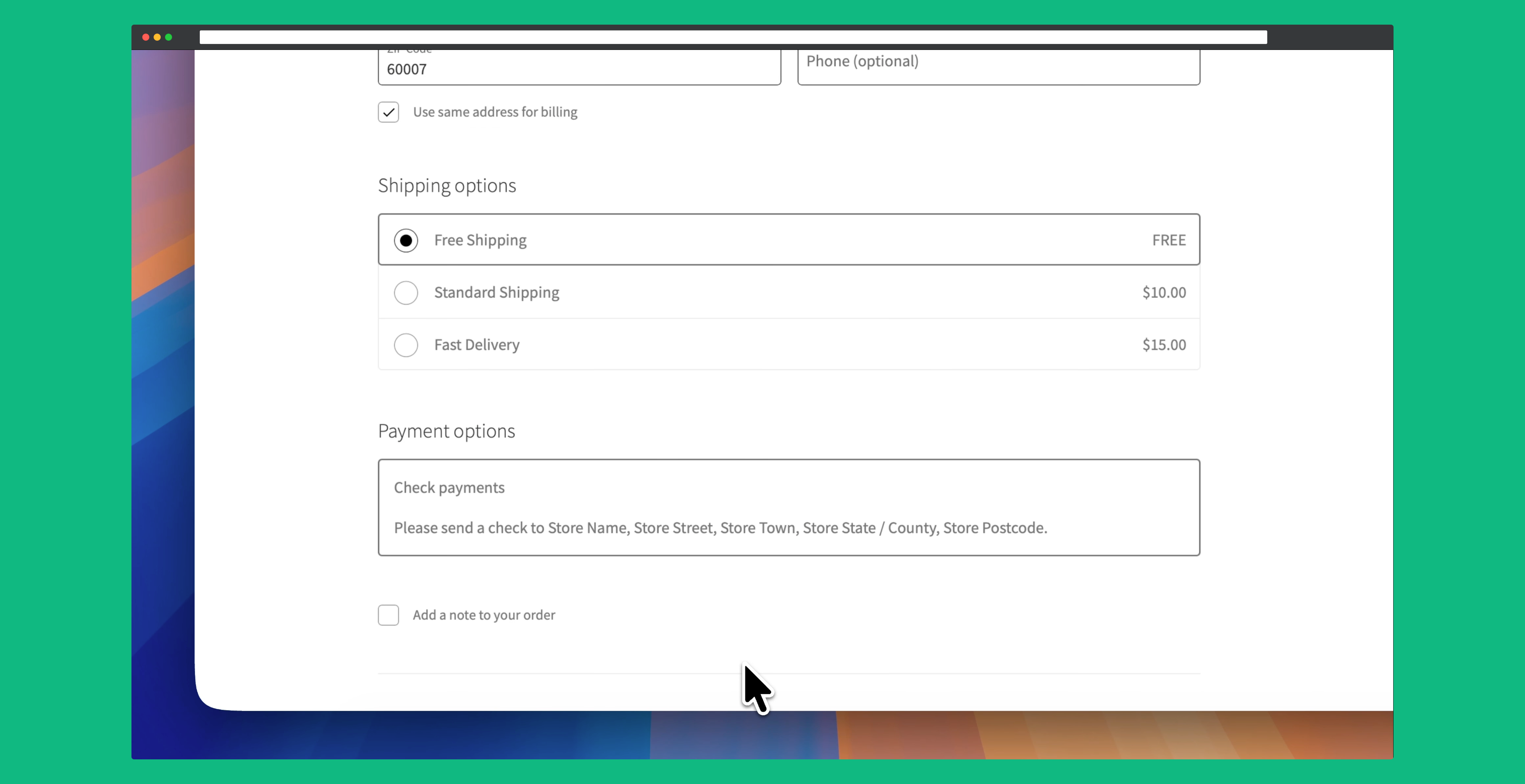 Example of dynamic shipping rates at checkout.