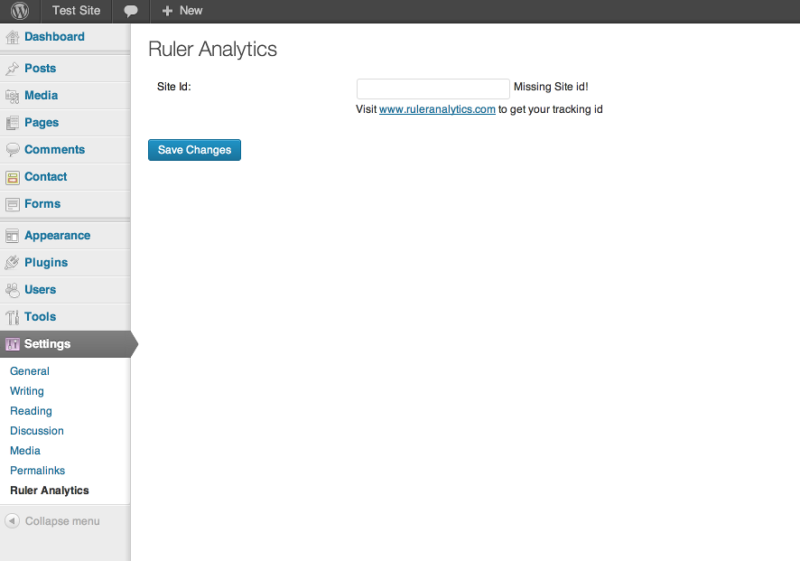 Enter your Ruler Analytics site ID into the screen as specified.