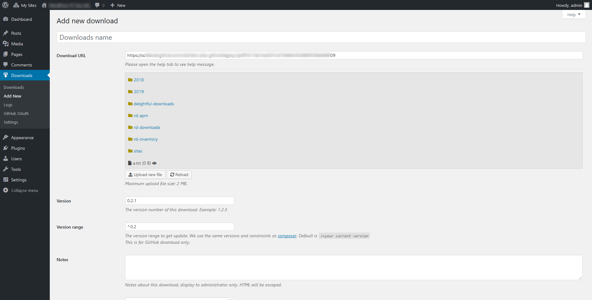 Plugin settings tab 1 (General).