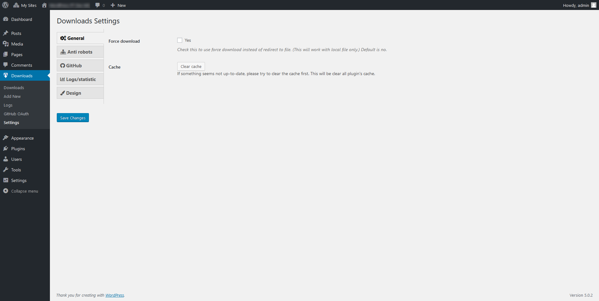 Plugin settings tab 4 (Statistic/Logs).