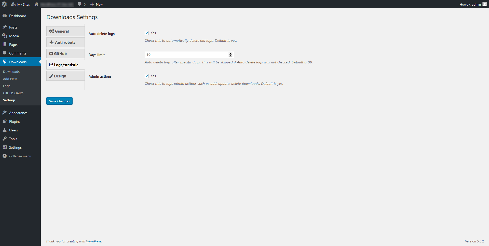 Add a download dialog after clicked on the button in classic editor.
