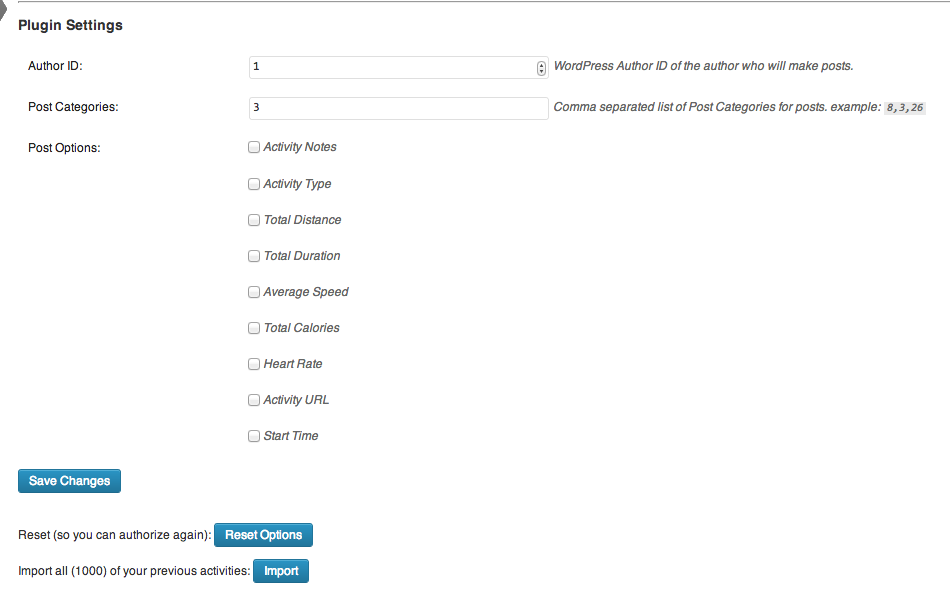 Plugin options for Posts