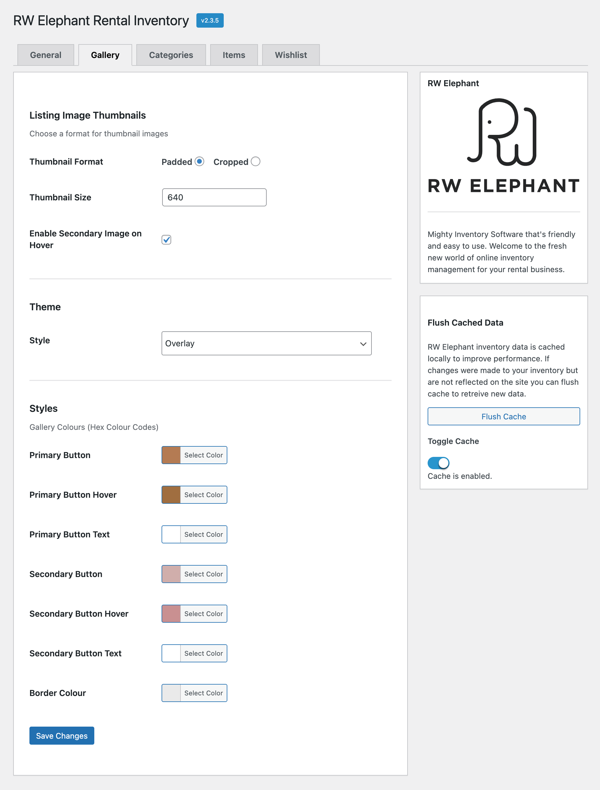 Settings - Gallery