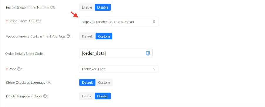 Enable custom Thank You page