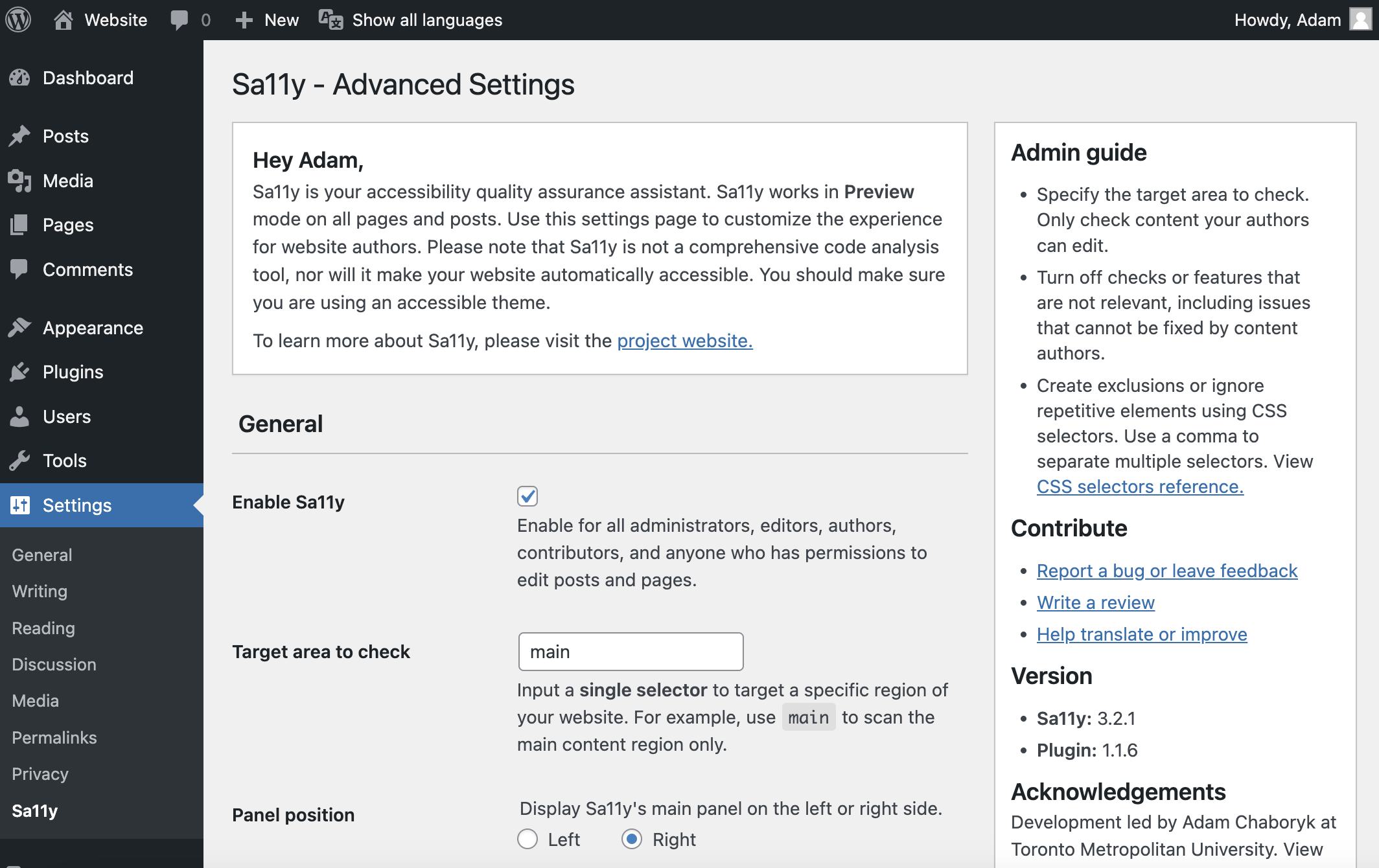 The Advanced Settings page where admins can customize different settings.
