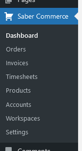 WP Admin Menu.