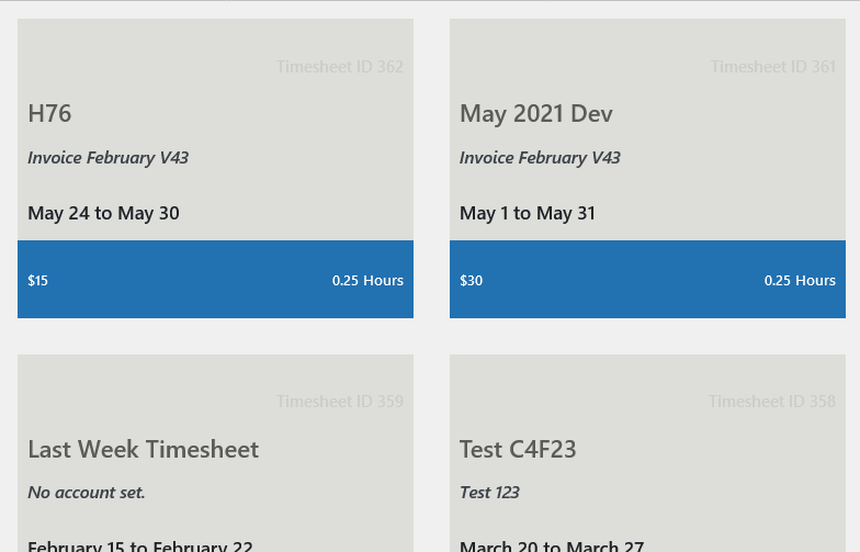 Payments list view.