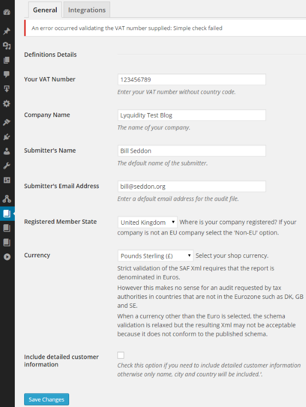 The first task is to define the settings that are common to all definitions.