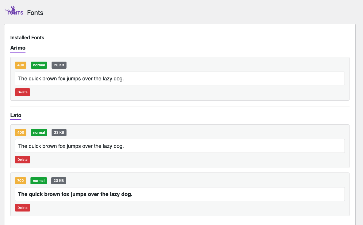 Font upload form with security validation