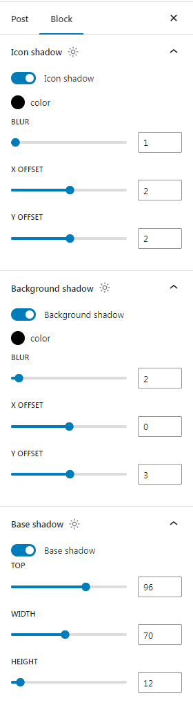Icon shadow, background shadow and base shadow
