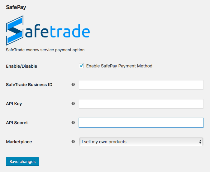 The Woocommerce SafePay options