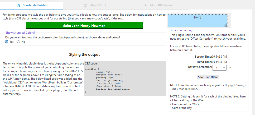 Styling the SotD output via CSS class name