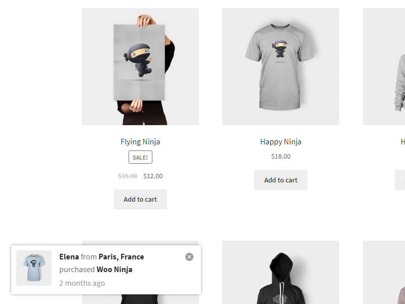 Show your visitors the latest sales on your store.