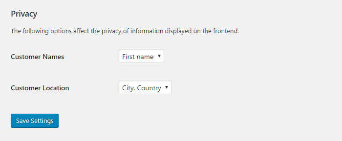 Control the privacy of information displayed on the frontend.