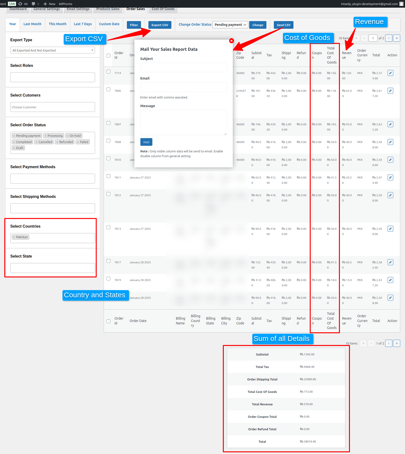 product sales report in csv