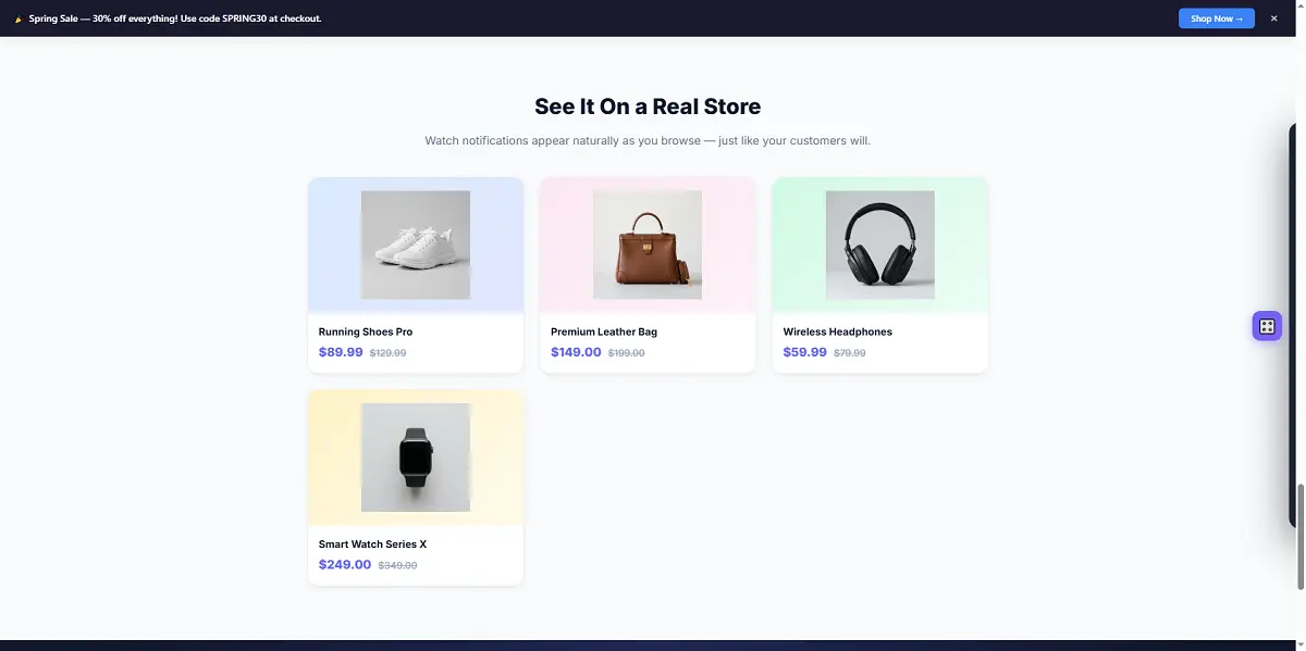 Notification bar on a live site
