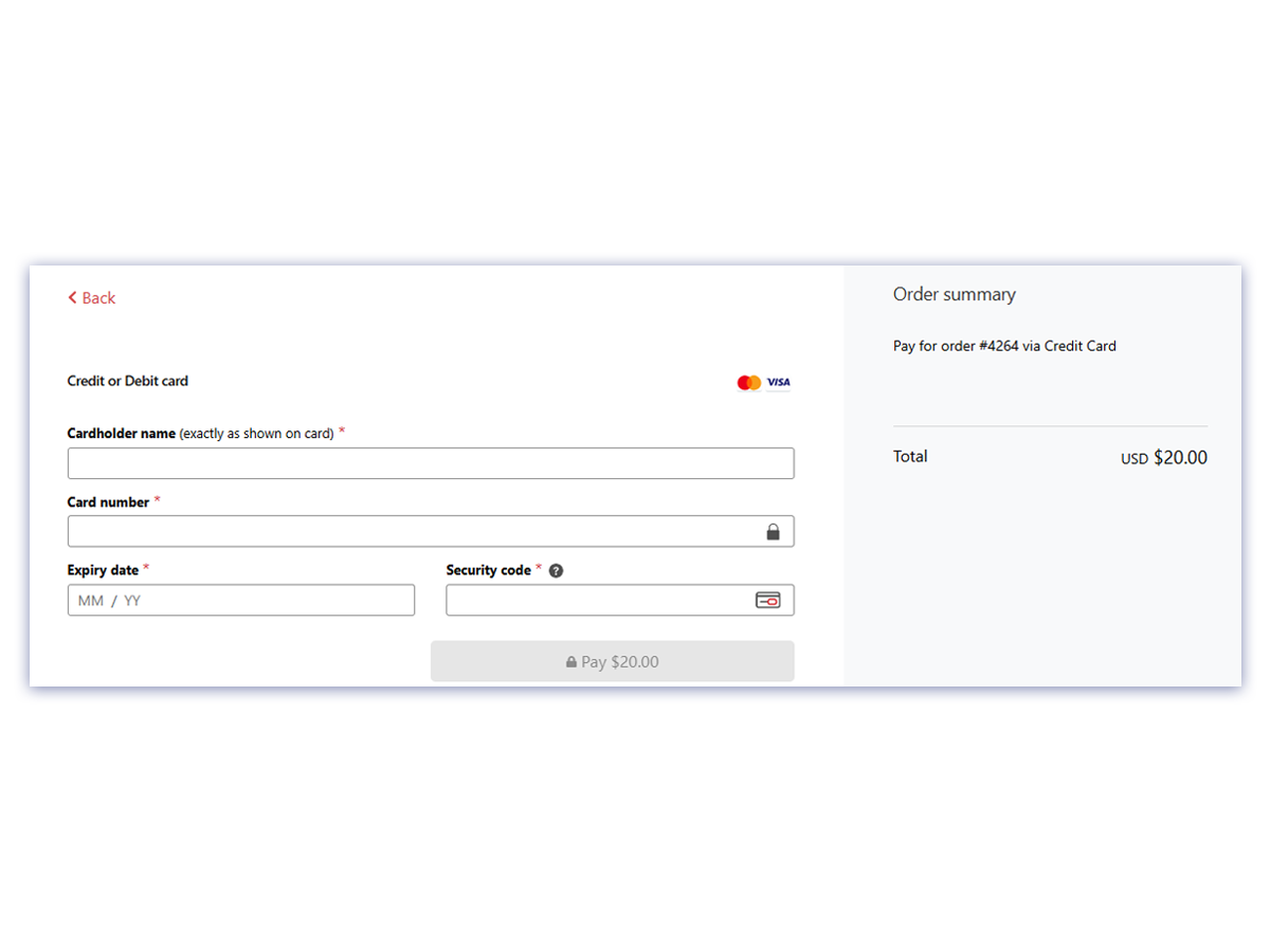 MPGS Hosted Checkout secure payment form with order summary
