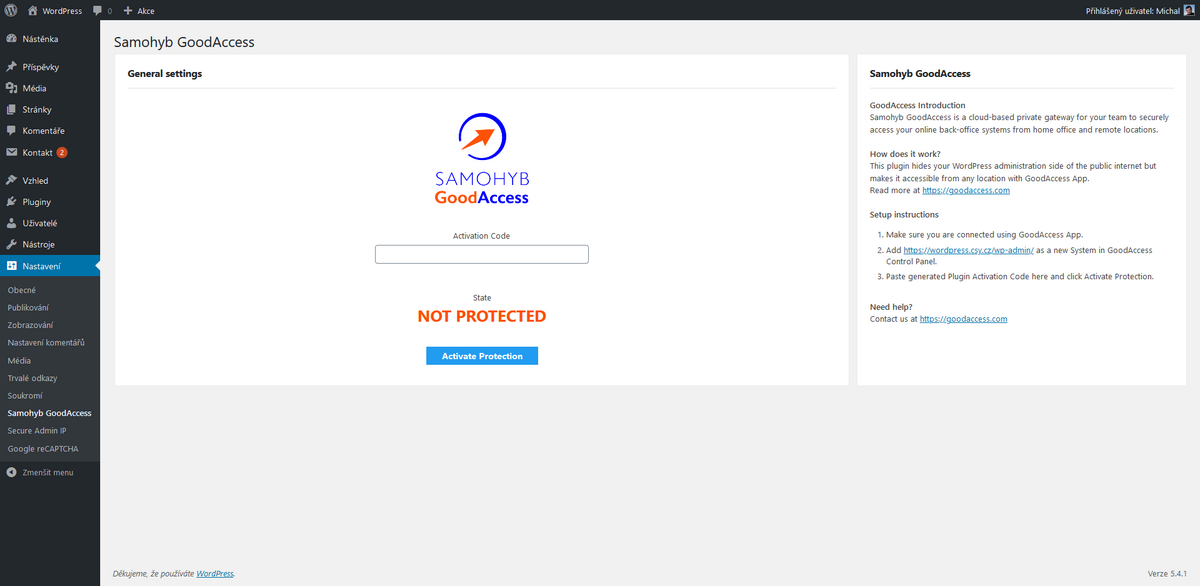 Settings - Protection is disabled