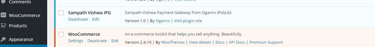 Featured above is the plugin page view containing the "Sampah Vishwa IPG" option. Make sure to activate this option from the available plugin page.