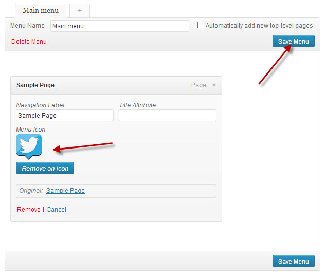 Add icon & Save menu.