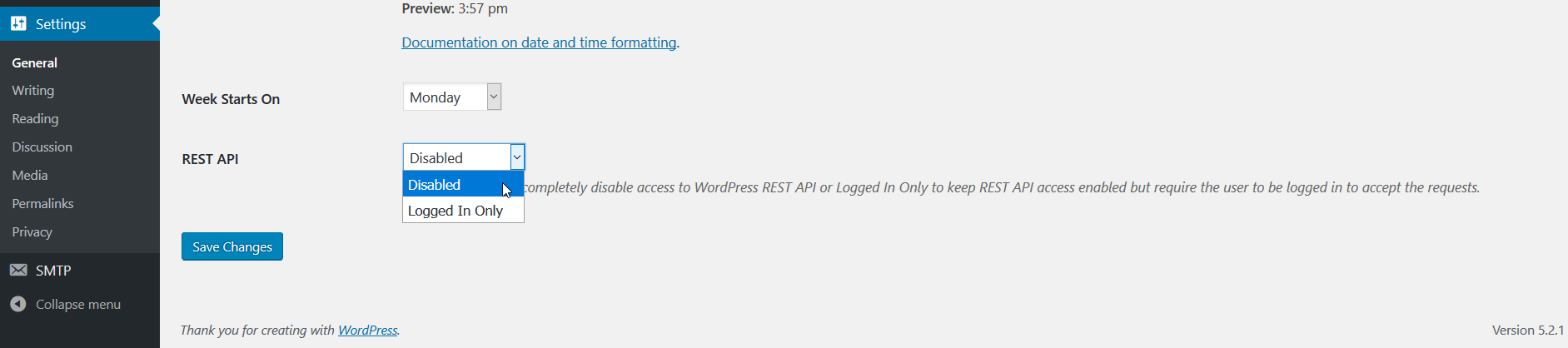 REST API option in Settings -> General page.