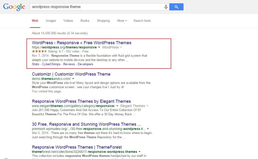 Ranking based on the Google search result